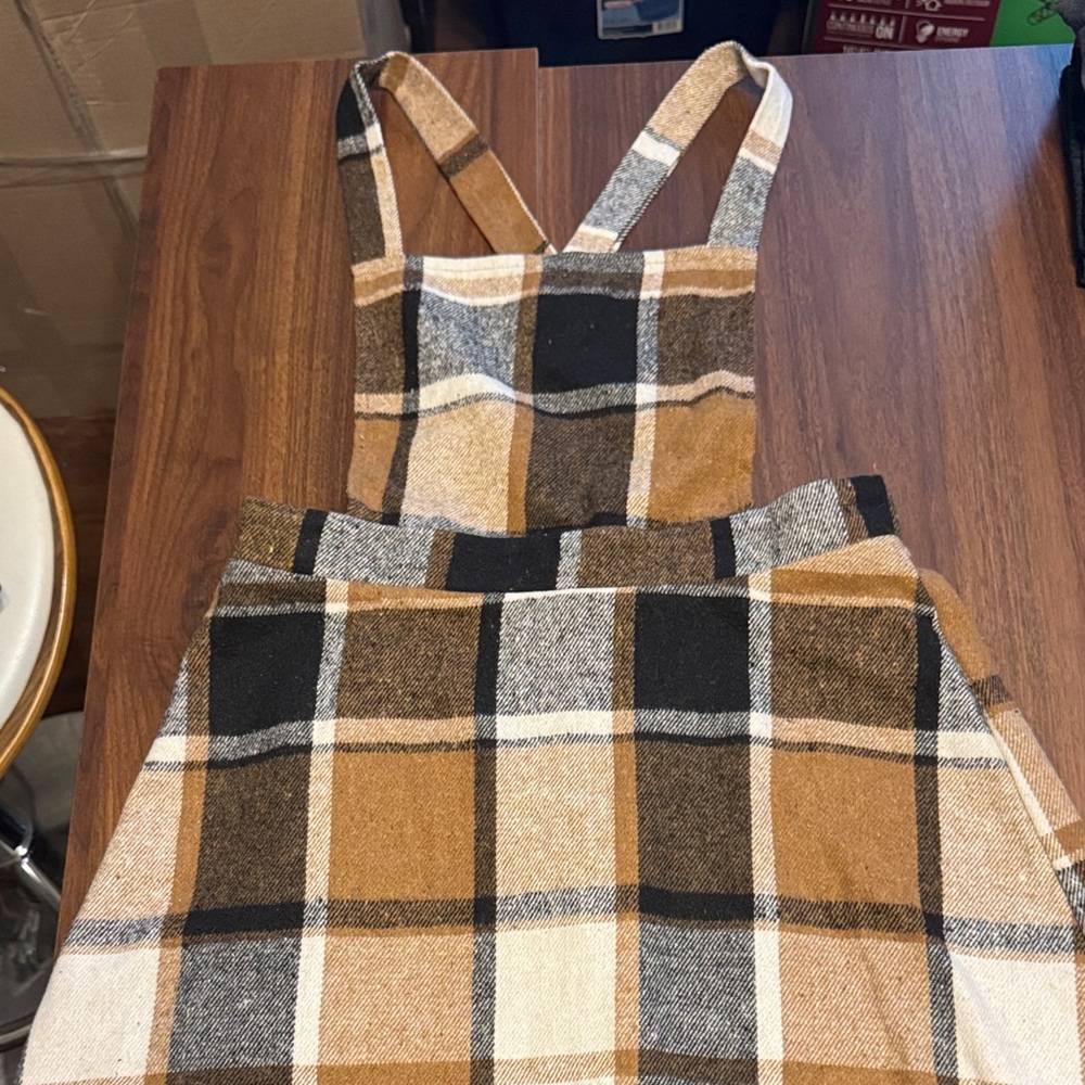 Plaid Overdress in Black, Brown, and Cream